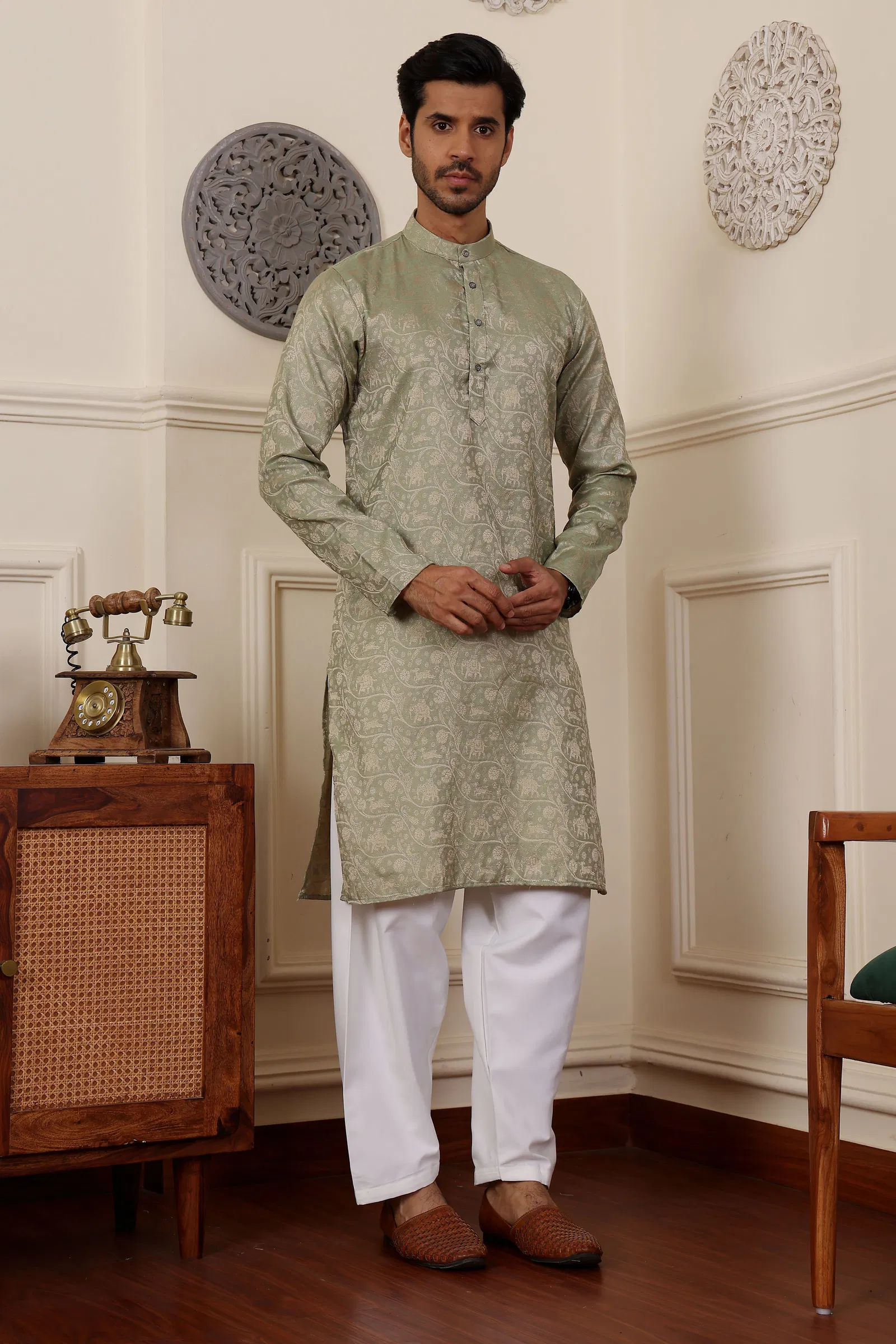 Rw Viscose With Jacquard Kurta Pyjama Wholesale Clothing Suppliers In India
